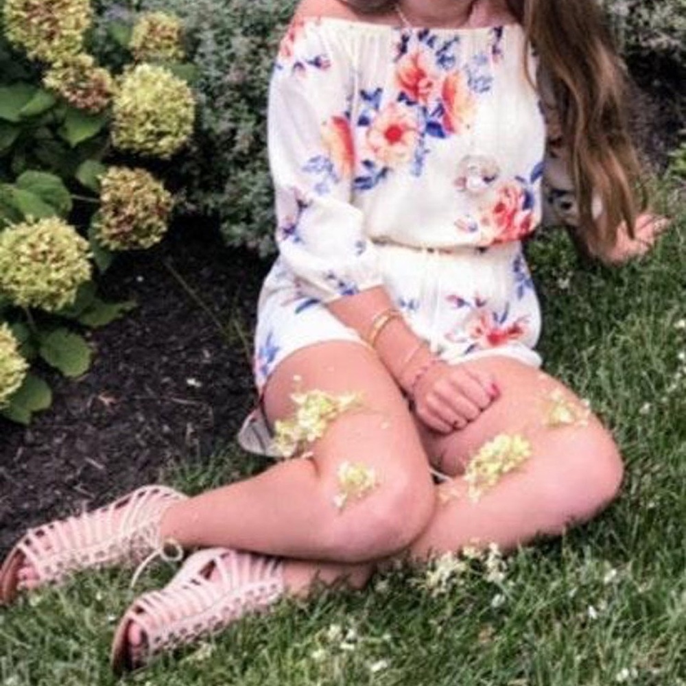 floral off the shoulder romper